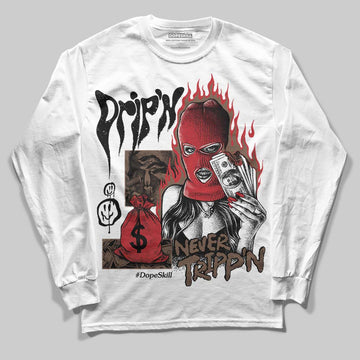 Jordan 9 'Olive' DopeSkill Long Sleeve T-Shirt Drip'n Never Tripp'n Graphic Streetwear - White