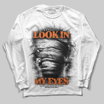 Orange, Black and White Sneakers DopeSkill Long Sleeve T-Shirt Look In My Eyes Graphic Streetwear - White