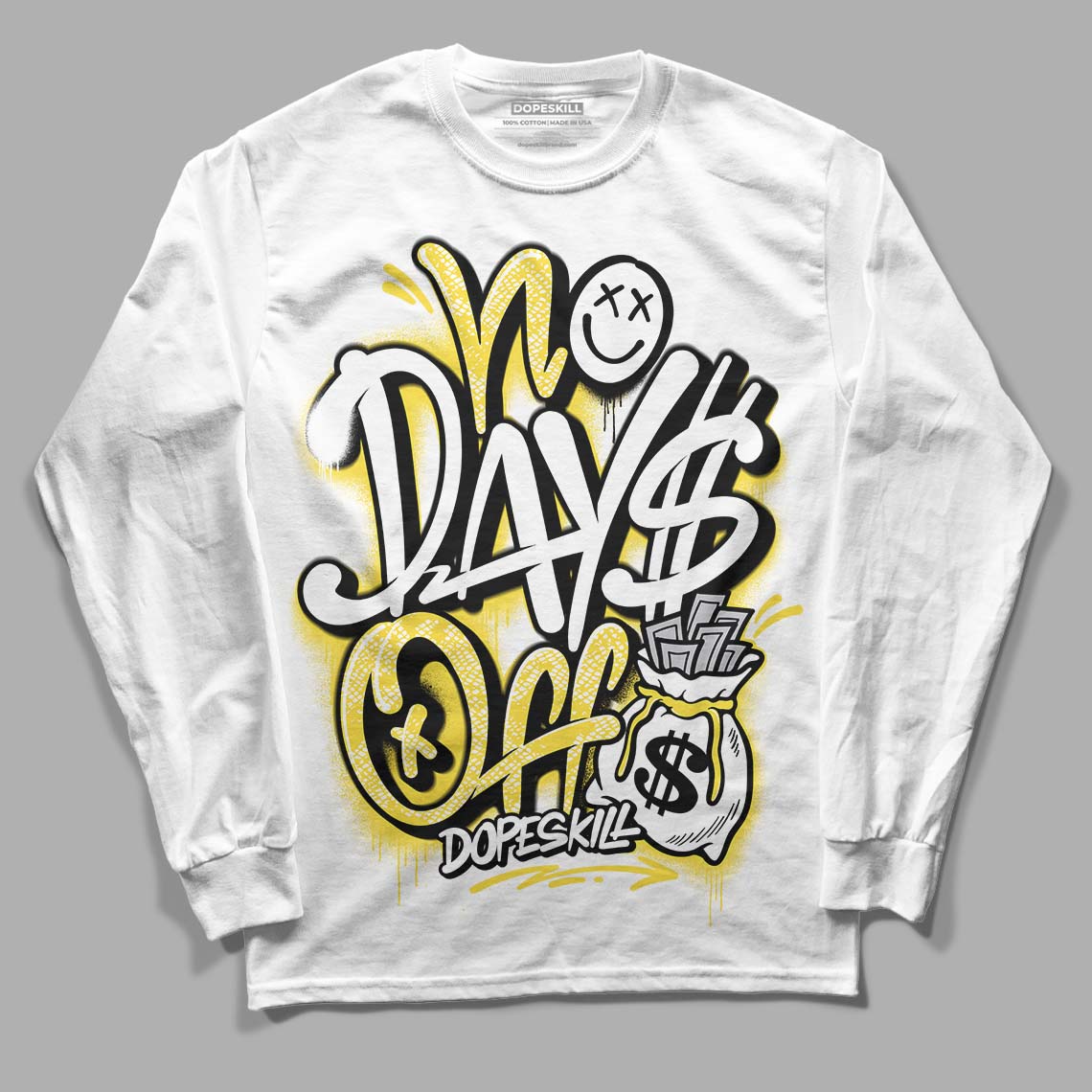 Wmns Air Jordan 11 Low 'Yellow Snakeskin' DopeSkill Long Sleeve T-Shirt No Days Off Graphic Streetwear - White