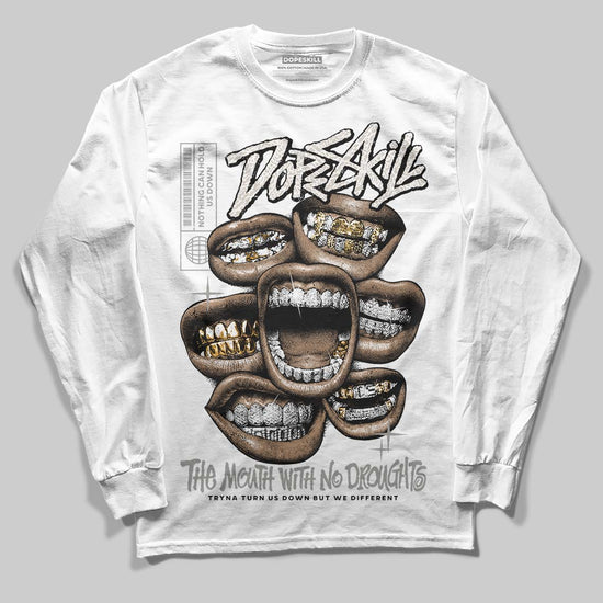 Jordan 3 Retro Pure Money DopeSkill Long Sleeve T-Shirt The Mouth With No Droughts Graphic Streetwear - White