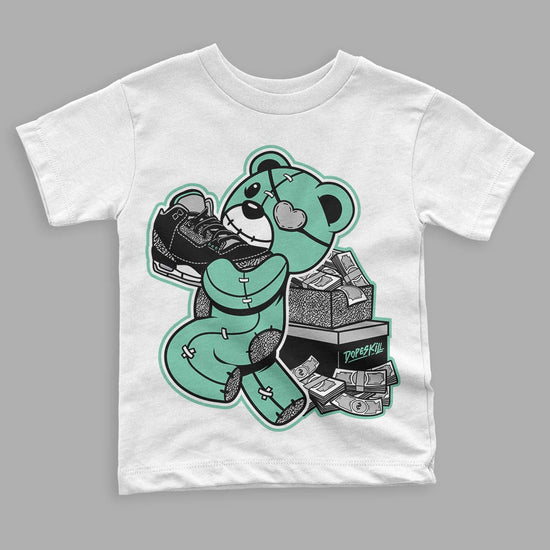 Jordan 3 "Green Glow" DopeSkill Toddler Kids T-shirt Bear Steals Sneaker Graphic Streetwear - White 