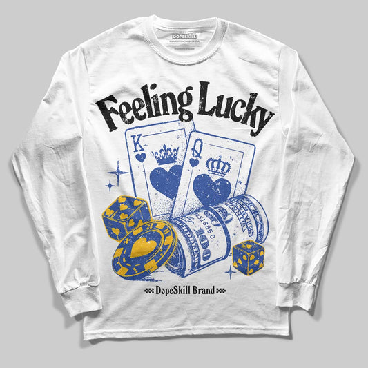 Royal Blue Sneakers DopeSkill Long Sleeve T-Shirt Feeling Lucky Graphic Streetwear - White 