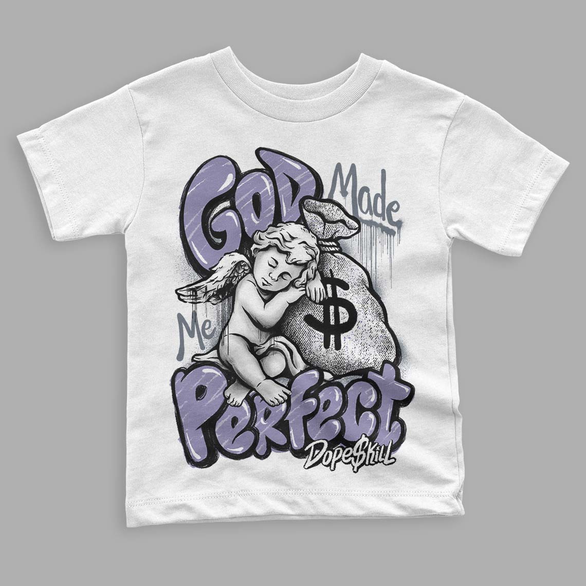 Jordan 5 Retro Low Indigo Haze DopeSkill Toddler Kids T-shirt God Made Me Perfect Graphic Streetwear - White