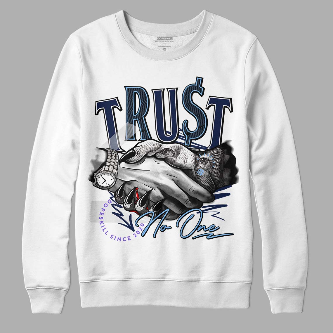 Jordan 5 SE “Georgetown” DopeSkill Sweatshirt Trust No One Graphic Streetwear