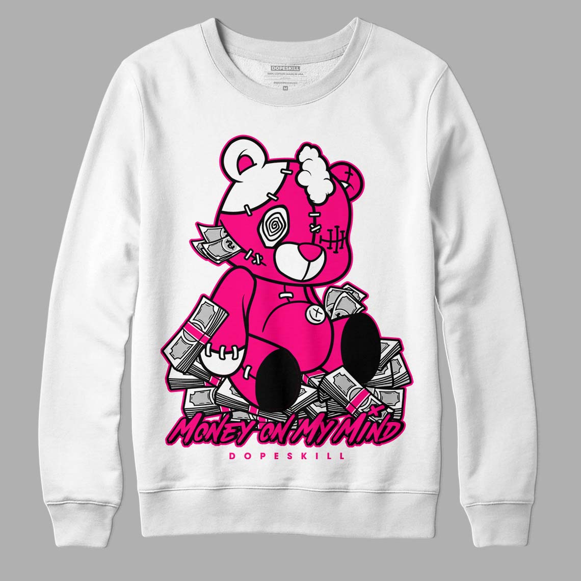 Jordan 1 Low GS “Fierce Pink” Dopeskill Sweatshirt MOMM Bear Graphic Streetwear - White