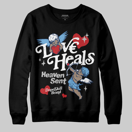 Jordan 4 SB “Summit White/Navy” DopeSkill Sweatshirt New Love Heals Graphic Streetwear - Black