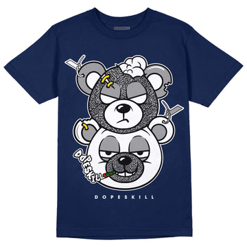 Jordan 3 "Midnight Navy" DopeSkill Navy T-shirt New Double Bear Graphic Streetwear