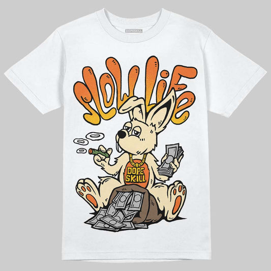 Orange, Black and White Sneakers DopeSkill T-Shirt Slow Life Graphic Streetwear - White