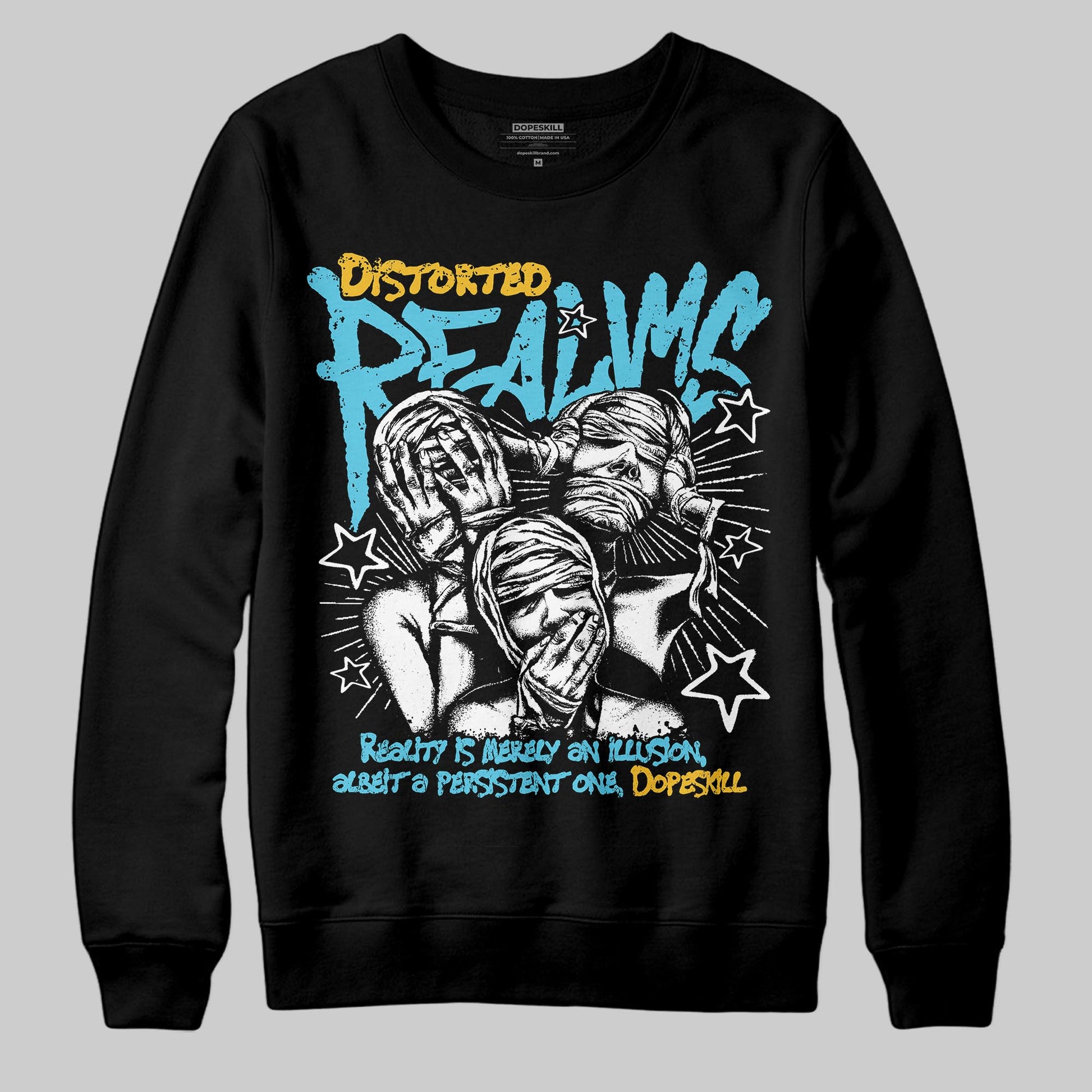 Jordan 11 Retro Gamma Blue (2025) DopeSkill Sweatshirt Distorted Realms Graphic Streetwear - black