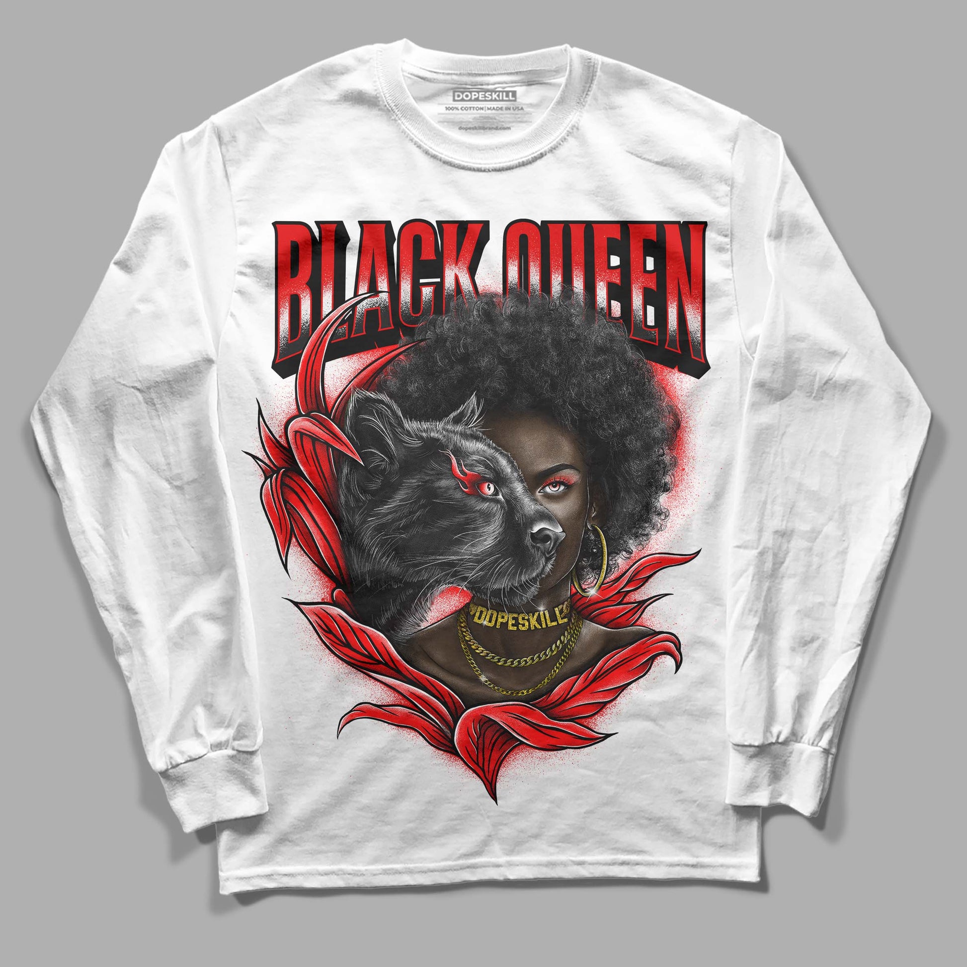 Jordan 1 Retro High OG "Satin Bred" DopeSkill Long Sleeve T-Shirt New Black Queen Graphic Streetwear - White