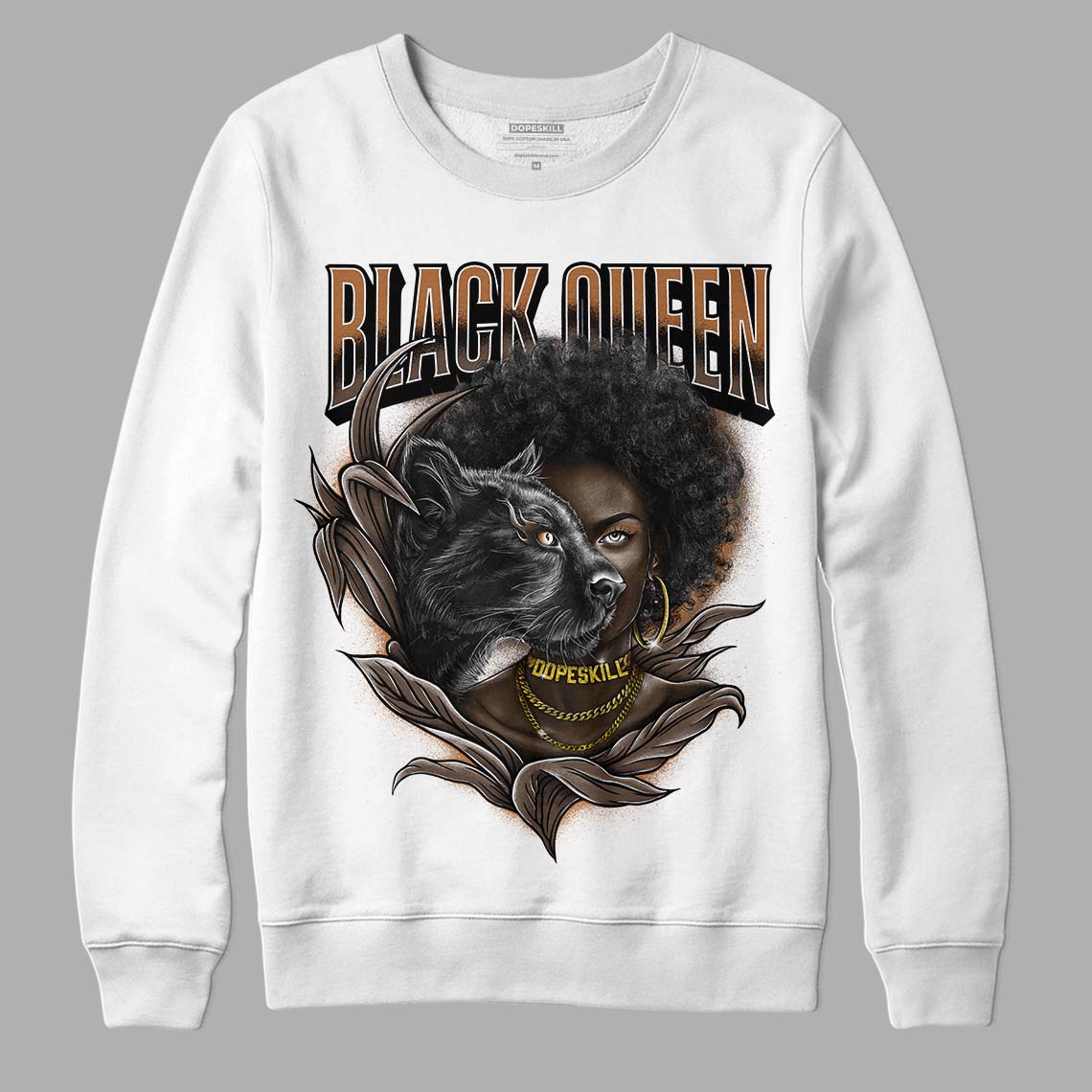 Jordan 1 Retro High OG Palomino DopeSkill Sweatshirt New Black Queen Graphic Streetwear - White