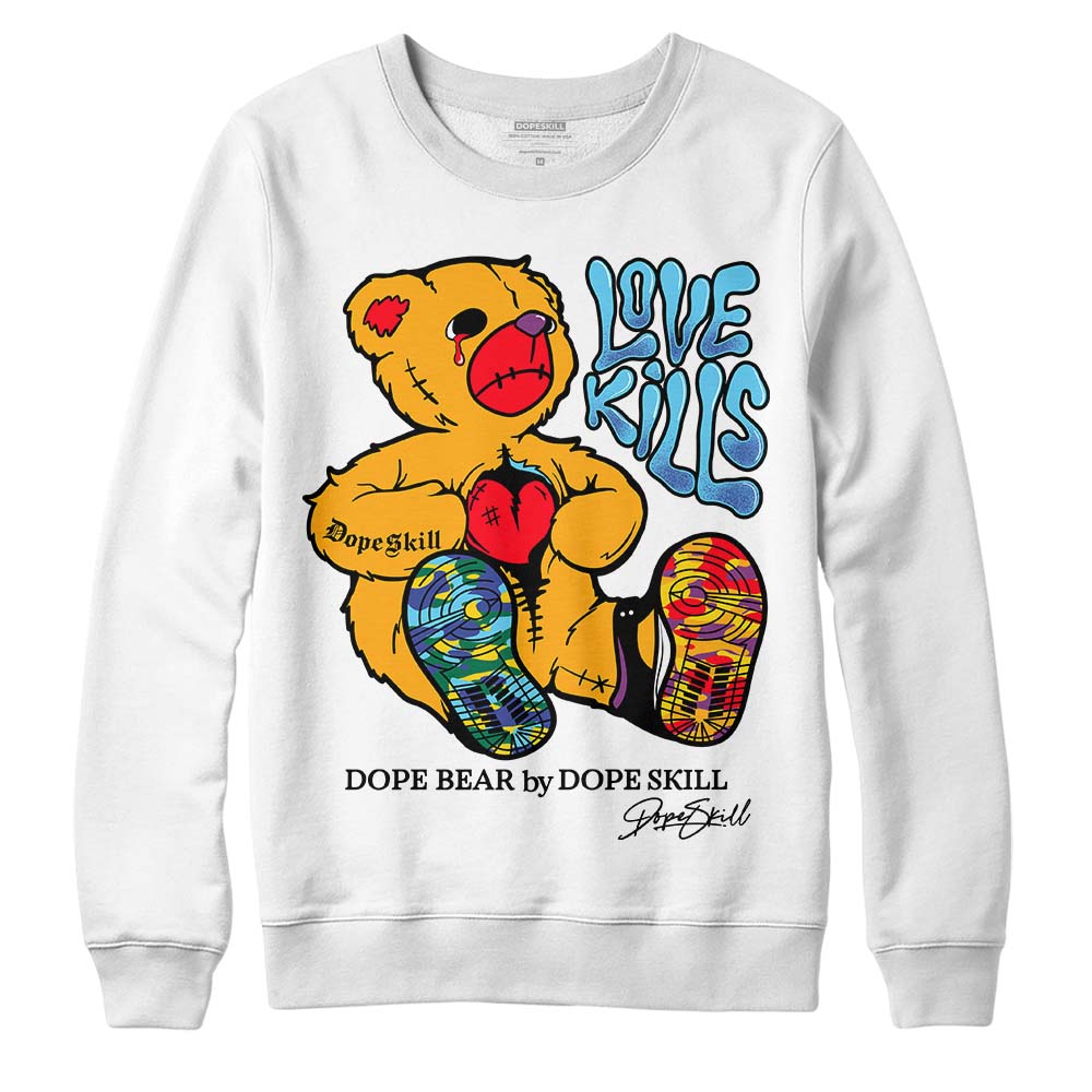 Jordan 1 Mid GS 'Six Championships' DopeSkill Sweatshirt Love Kills Graphic Streetwear - White