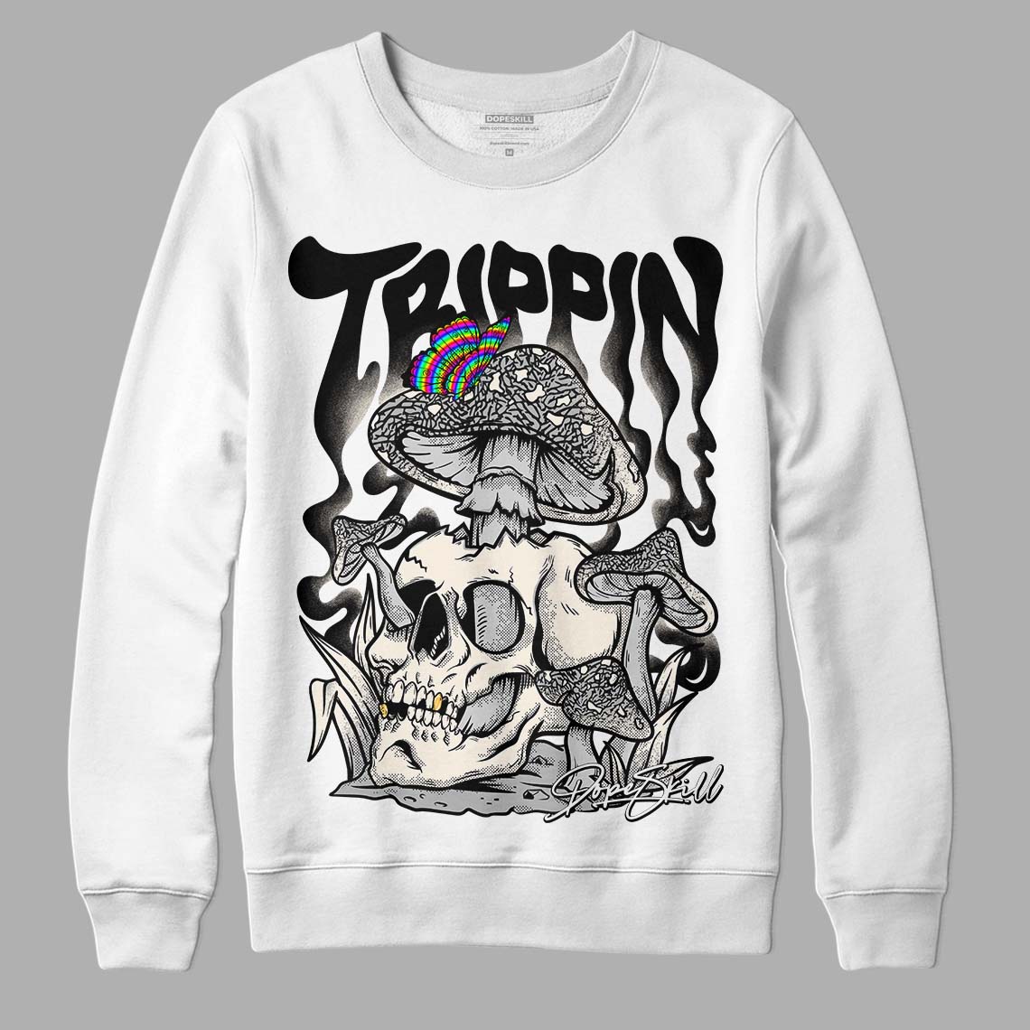 Jordan 3 “Off Noir” DopeSkill Sweatshirt Trippin Graphic Streetwear - White