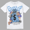 Jordan 5 Retro University Blue DopeSkill T-Shirt Money Bag Coming Up Graphic Streetwear - White 