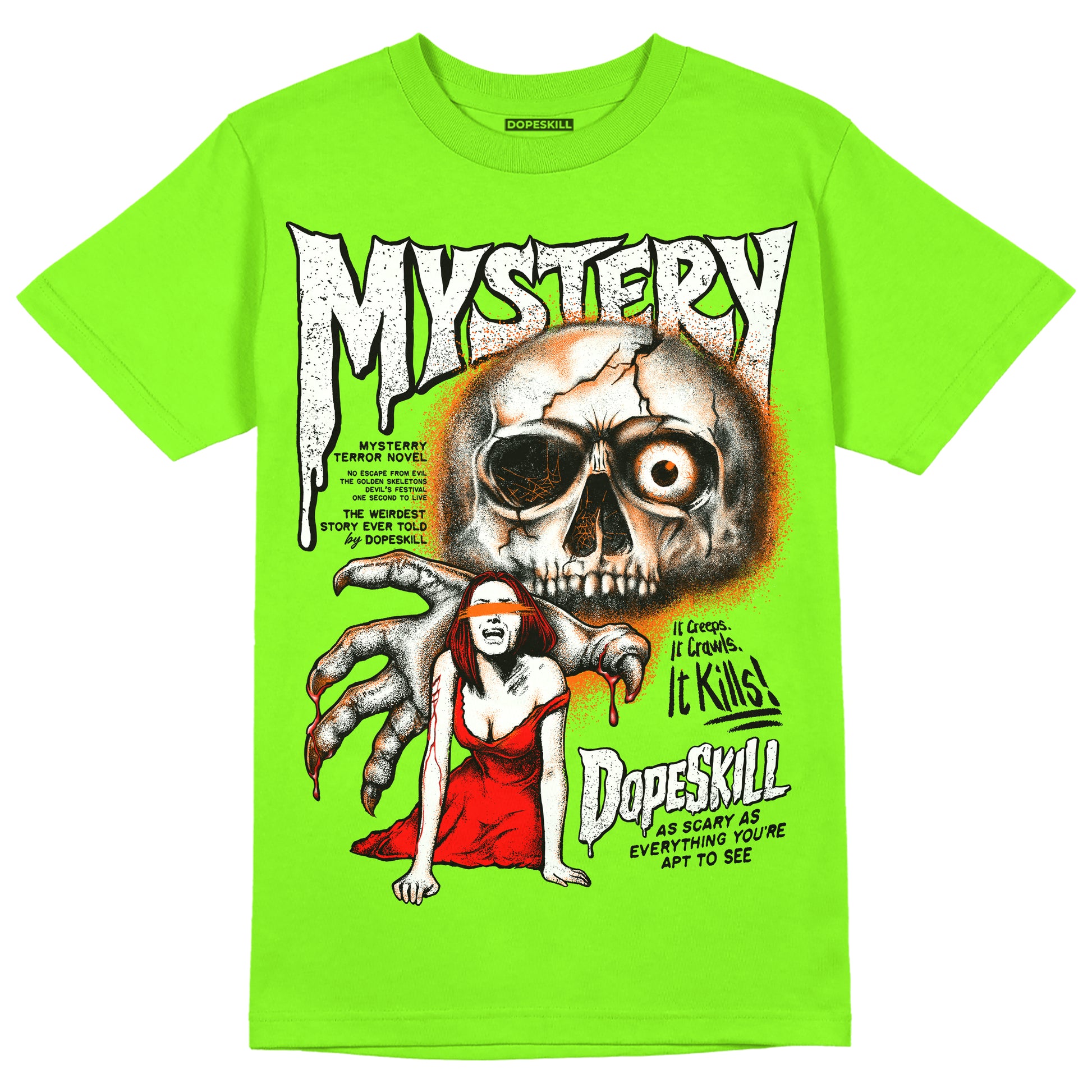 Neon Green Sneakers DopeSkill Neon Green T-Shirt Mystery Ghostly Grasp Graphic Streetwear