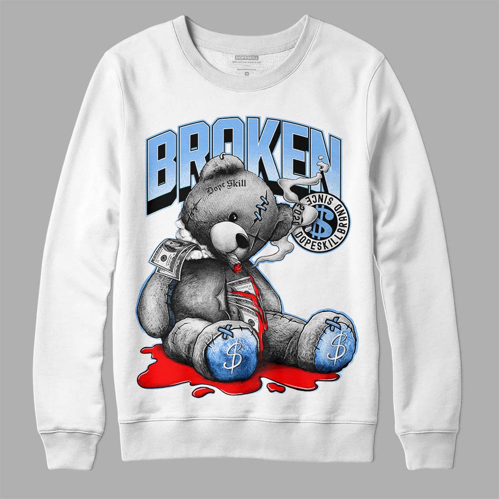 Jordan 9 Powder Blue DopeSkill Sweatshirt Sick Bear Graphic Streetwear - White 