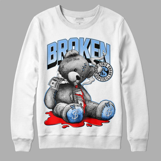 Jordan 9 Powder Blue DopeSkill Sweatshirt Sick Bear Graphic Streetwear - White 