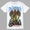 Jordan 5 Aqua DopeSkill T-Shirt New I'm Loving It Graphic Streetwear - White 