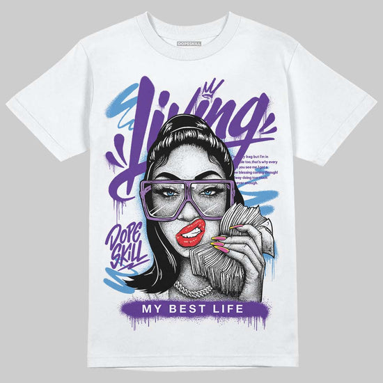 PURPLE Sneakers DopeSkill T-Shirt Living My Best Life Graphic Streetwear - White
