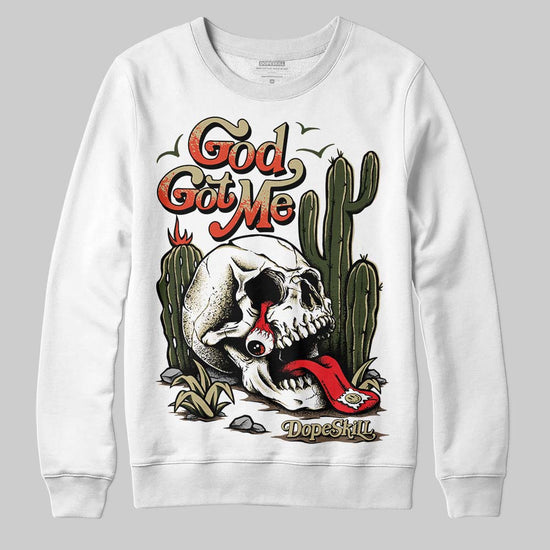 Olive Sneakers DopeSkill Sweatshirt God Got Me Graphic Streetwear - White