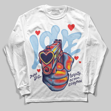 University Blue Sneakers DopeSkill Long Sleeve T-Shirt Love Shot Graphic Streetwear - White