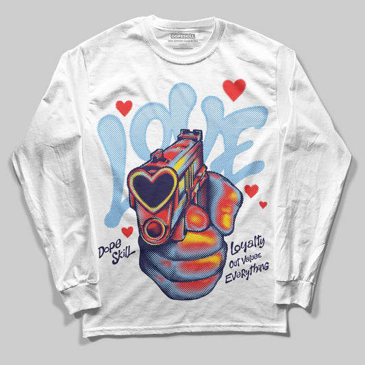 University Blue Sneakers DopeSkill Long Sleeve T-Shirt Love Shot Graphic Streetwear - White