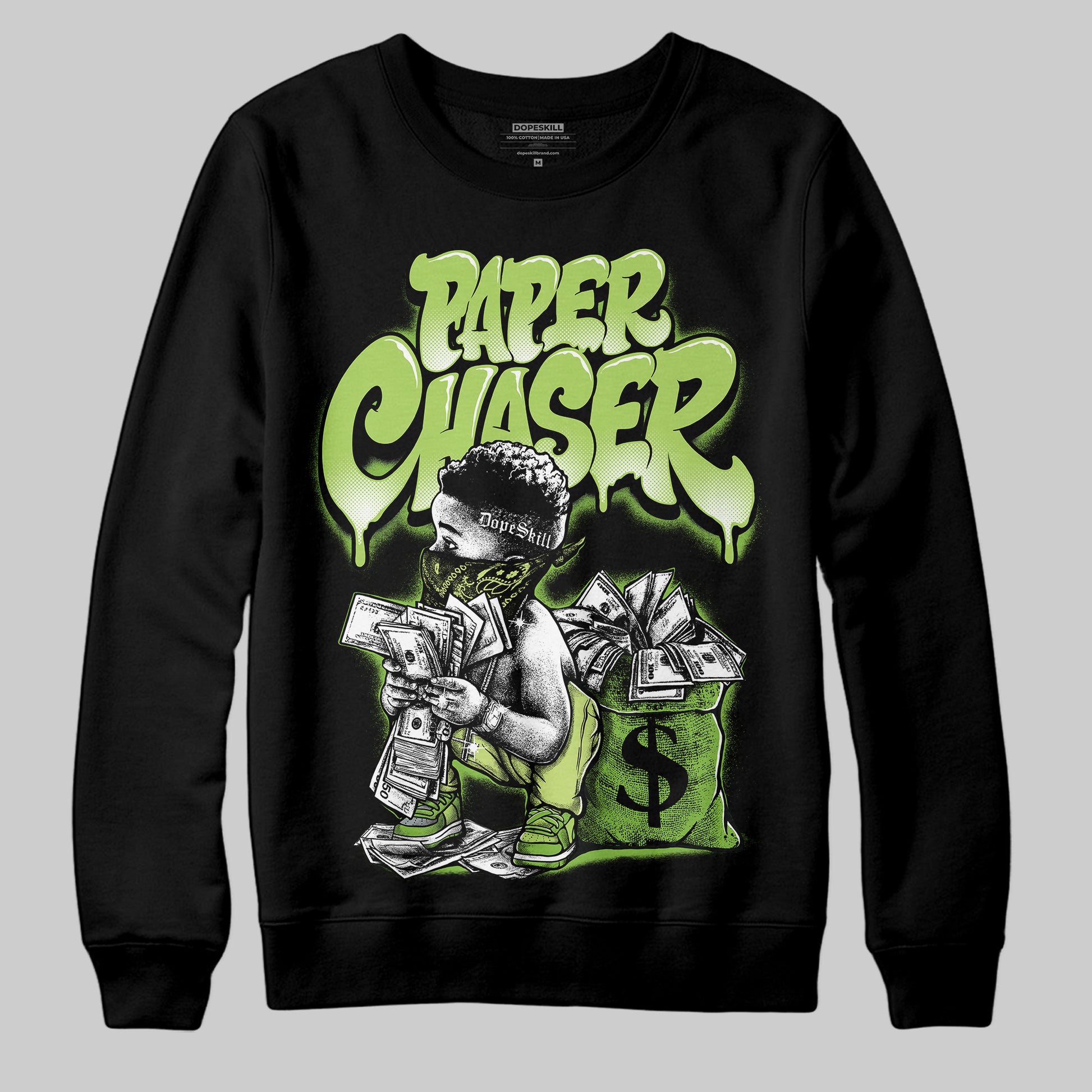 Air Max 95 Big Bubble Neon Yellow DopeSkill Sweatshirt Paper Chaser Boy Graphic Streetwear - black