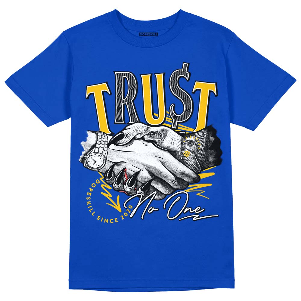 Jordan 14 “Laney” DopeSkill Varsity Royal T-Shirt Trust No One Graphic Streetwear