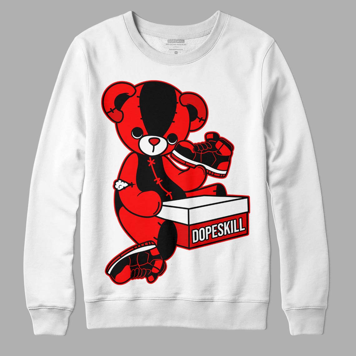 Jordan 1 Retro High OG "Satin Bred" DopeSkill Sweatshirt Sneakerhead BEAR Graphic Streetwear - White