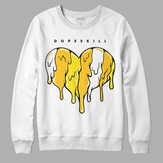 Jordan 4 Retro “Vivid Sulfur” DopeSkill Sweatshirt Slime Drip Heart Graphic Streetwear - White 