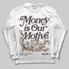 SoleFly x Air Jordan 12 Retro SP 'Cafecito/Baroque Brown' DopeSkill Long Sleeve T-Shirt Money Is Our Motive TypoGraphic Streetwear - White