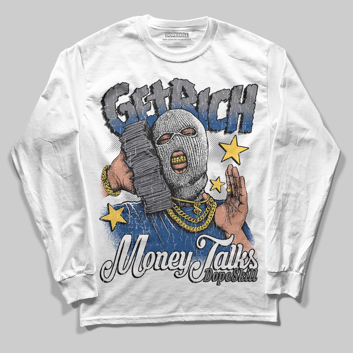 Jordan 9 Retro 'Flint Grey' 2026 DopeSkill Long Sleeve T-Shirt Get Rich Graphic Streetwear - White 