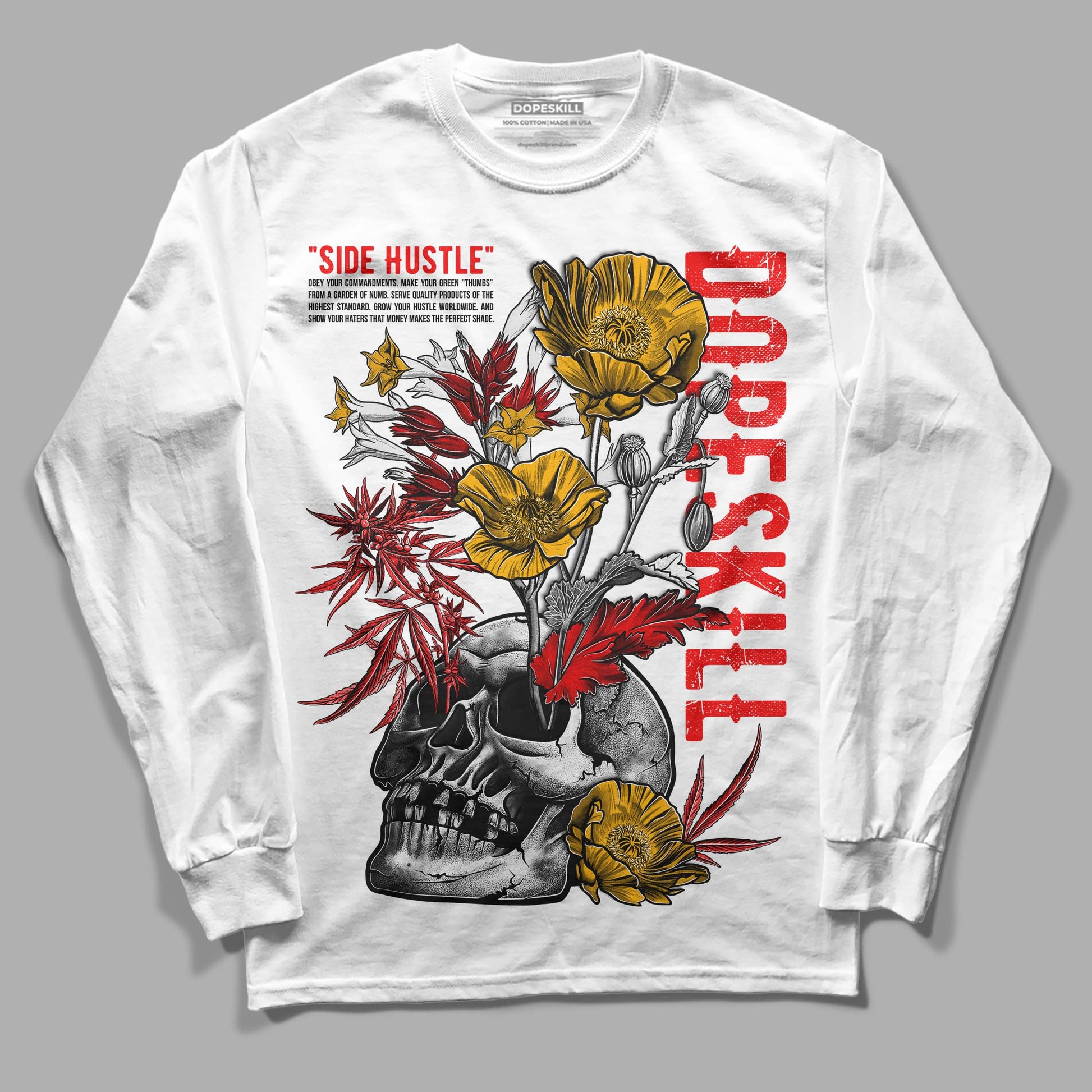 Red Sneakers DopeSkill Long Sleeve T-Shirt Side Hustle Graphic Streetwear - White