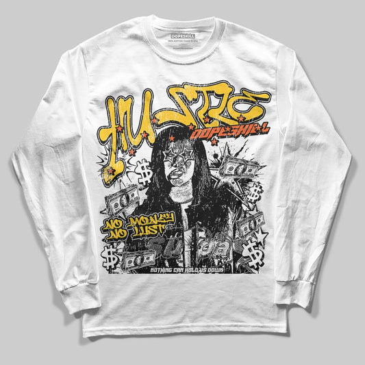 Yellow Sneakers DopeSkill Long Sleeve T-Shirt No Money No Lust Graphic Streetwear - White 