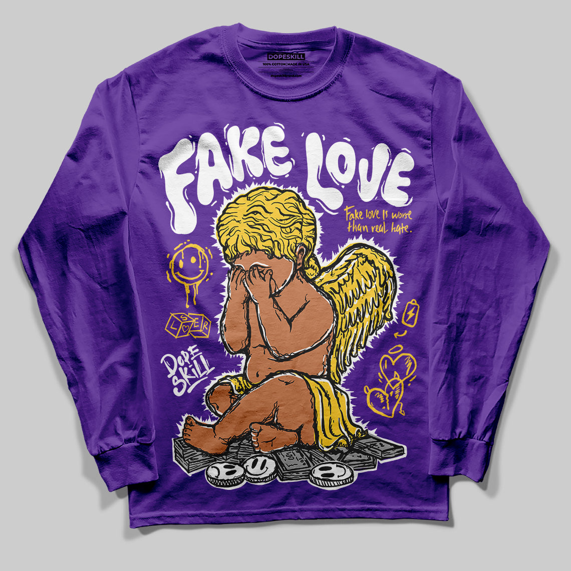 Jordan 12 “Field Purple” DopeSkill Purple Long Sleeve T-Shirt New Fake Love Graphic Streetwear