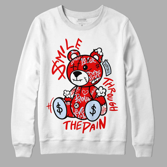 Jordan 11 Retro Cherry DopeSkill Sweatshirt Smile Through The Pain Graphic Streetwear - White 