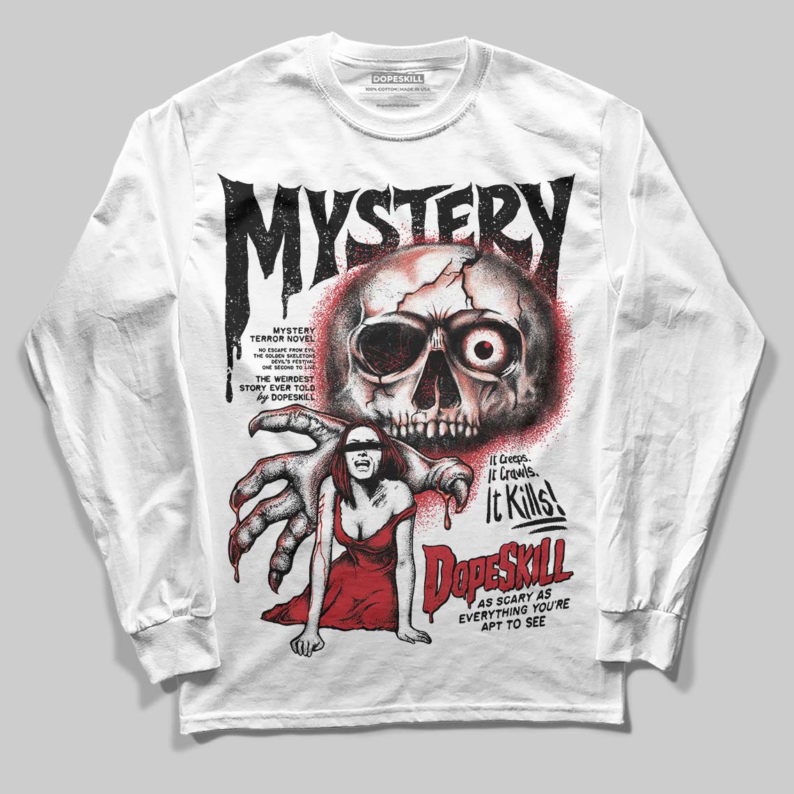 Jordan 4 “Flight Club” DopeSkill Long Sleeve T-Shirt Mystery Ghostly Grasp Graphic Streetwear - White