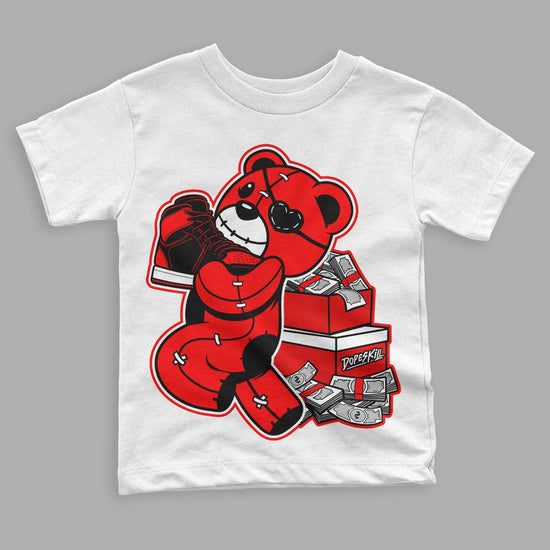 Jordan 1 Retro High OG "Satin Bred" DopeSkill Toddler Kids T-shirt Bear Steals Sneaker Graphic Streetwear - White 