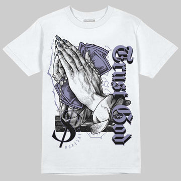 Jordan 5 Retro Low Indigo Haze DopeSkill T-Shirt Trust God Graphic Streetwear - White