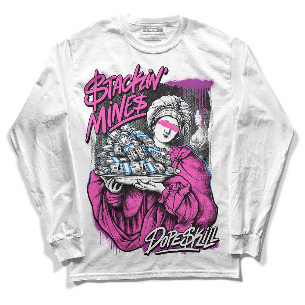 Jordan 4 GS “Hyper Violet” DopeSkill Long Sleeve T-Shirt Stackin Mines Graphic Streetwear - Whit