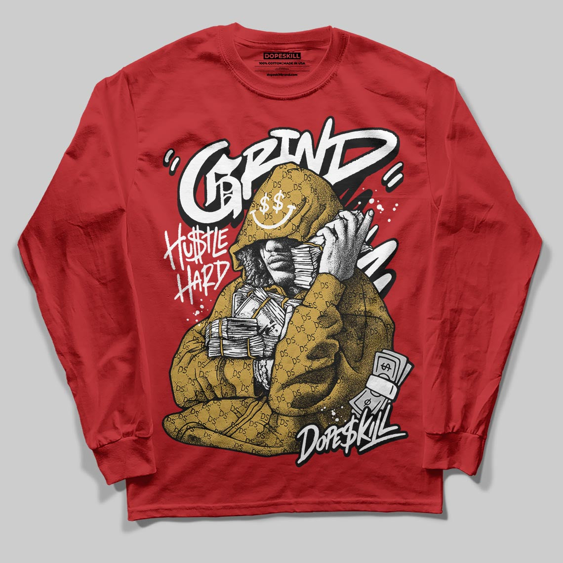 Red Sneakers DopeSkill Long Sleeve T-Shirt Grind Pray Graphic Streetwear _ red