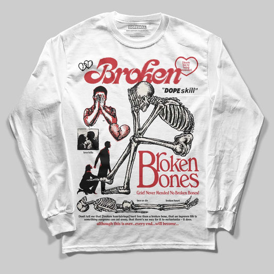 Jordan 4 “Flight Club” DopeSkill Long Sleeve T-Shirt Broken Bones Graphic Streetwear - White 