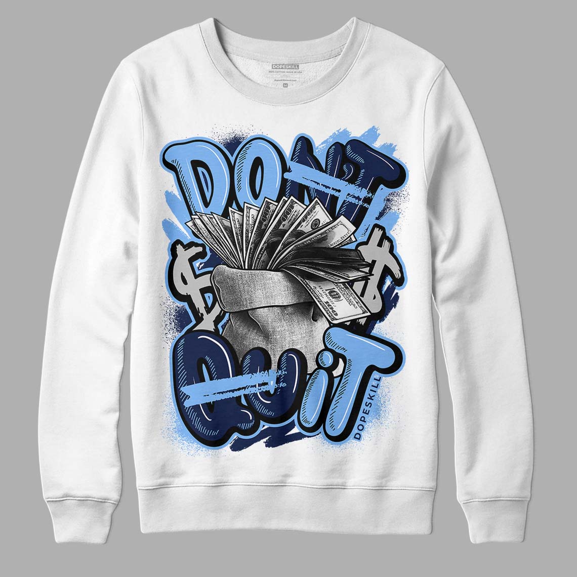 Jordan 5 Midnight Navy DopeSkill Sweatshirt Don't Quit Graphic Streetwear