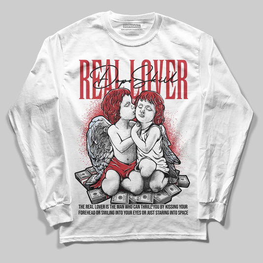 Jordan 5 Retro Fire Red Black Tongue (2025) DopeSkill Long Sleeve T-Shirt Real Lover Graphic Streetwear - White