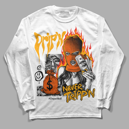 Jordan 12 Retro Black Taxi DopeSkill Long Sleeve T-Shirt Drip'n Never Tripp'n Graphic Streetwear - White