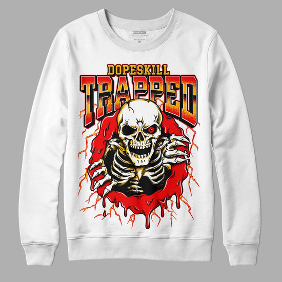 Red Sneakers DopeSkill Sweatshirt Trapped Halloween Graphic Streetwear - WHite