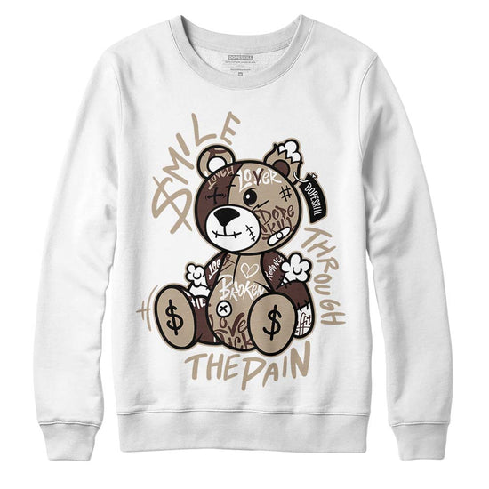 Jordan 1 High OG “Latte” DopeSkill Sweatshirt Smile Through The Pain Graphic Streetwear - White