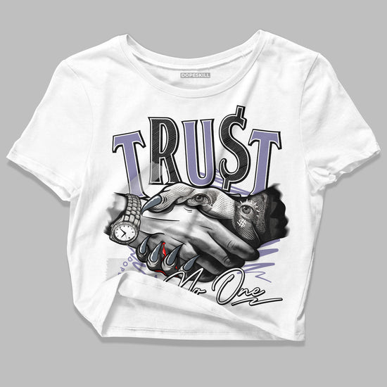 Jordan 5 Retro Low Indigo Haze DopeSkill Women's Crop Top Trust No One Graphic Streetwear - White