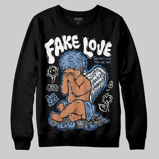 Jordan 4 WMNS 'Forget Me Not' DopeSkill Sweatshirt False Love Graphic Streetwear - Black
