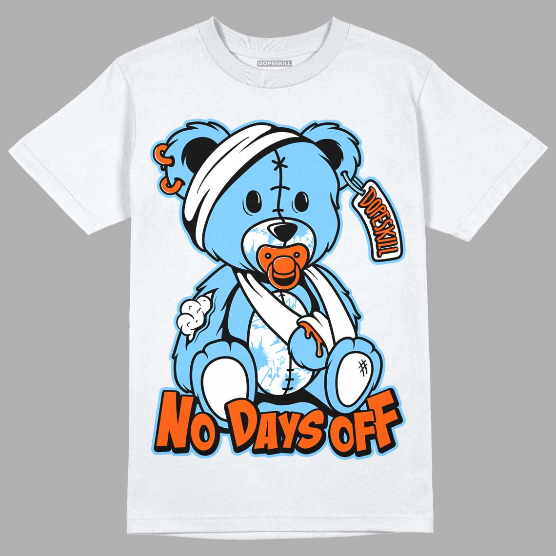 Dunk Low Futura University Blue DopeSkill T-Shirt Hurt Bear Graphic Streetwear - White